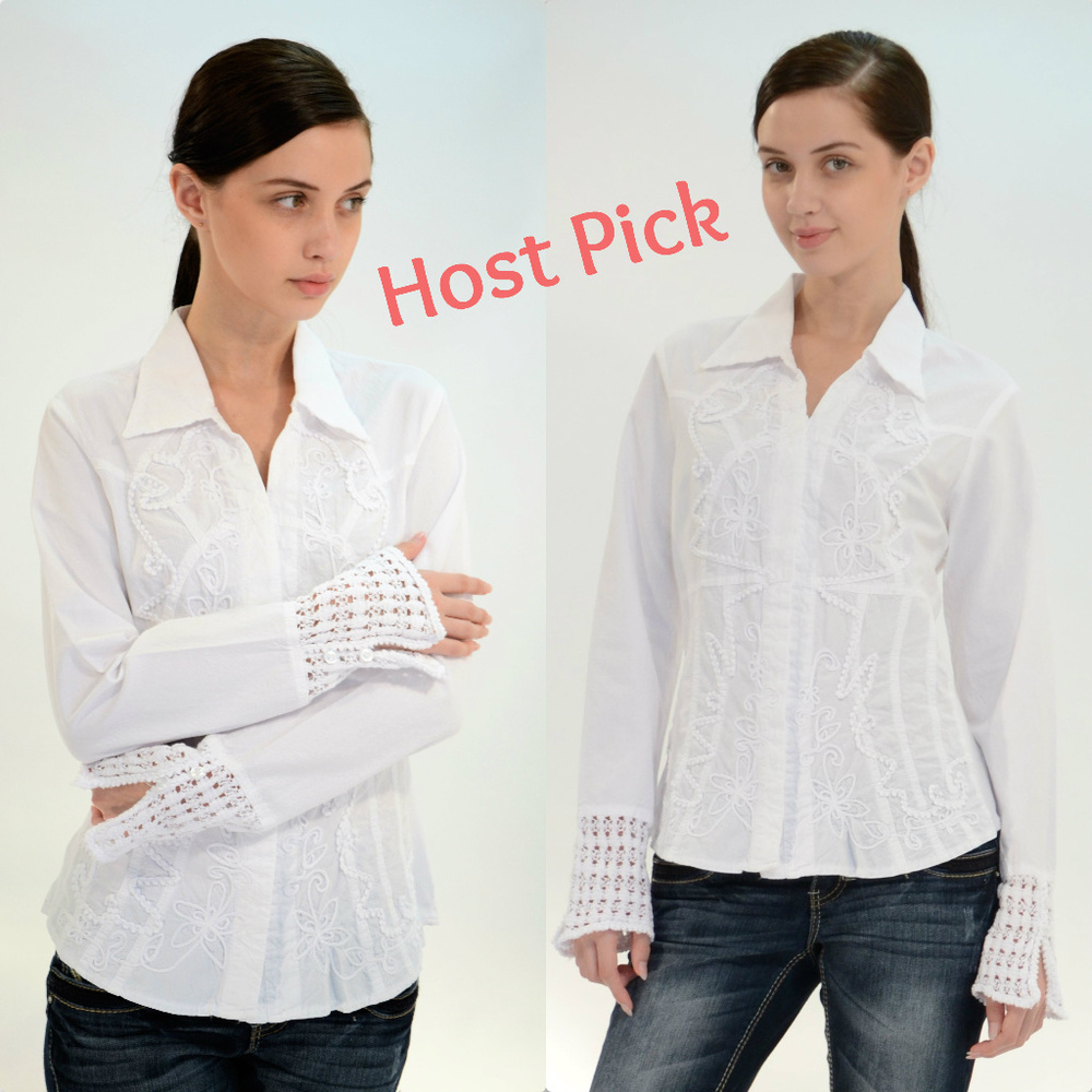 NWT Cotton Embroidered Western Shirt Boho Blouse